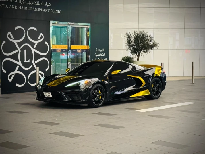 Chevrolet Corvette C8 2023 BLACK&GOLD RENTAL IN DUBAI - undefined